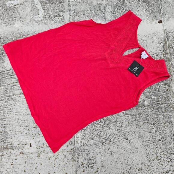 GL by Gibson Look Women Top Red V Neck Sleeve Less Blouse Shirt Size S NWT Bran - Picture 5 of 11
